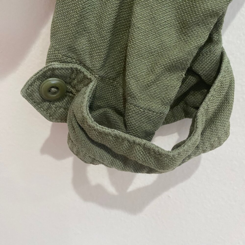 The Great Flutter Army Jacket Linen Cotton Ruffle Peplum Hem Green Sz 1 / S - Picture 7 of 13